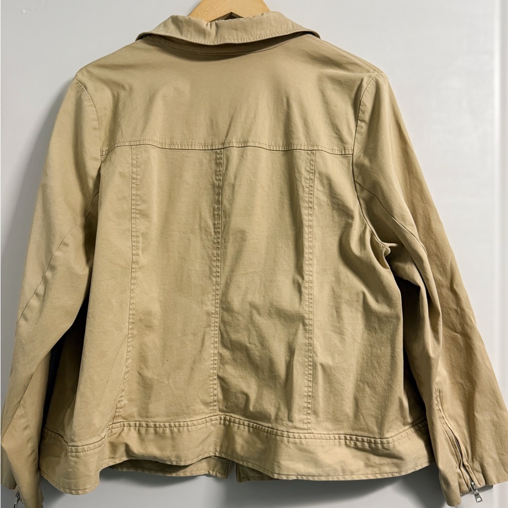 Lane Bryant Tan Twill Utility Jacket Plus Size 22/24 Cropped Zip Front - Picture 8 of 9